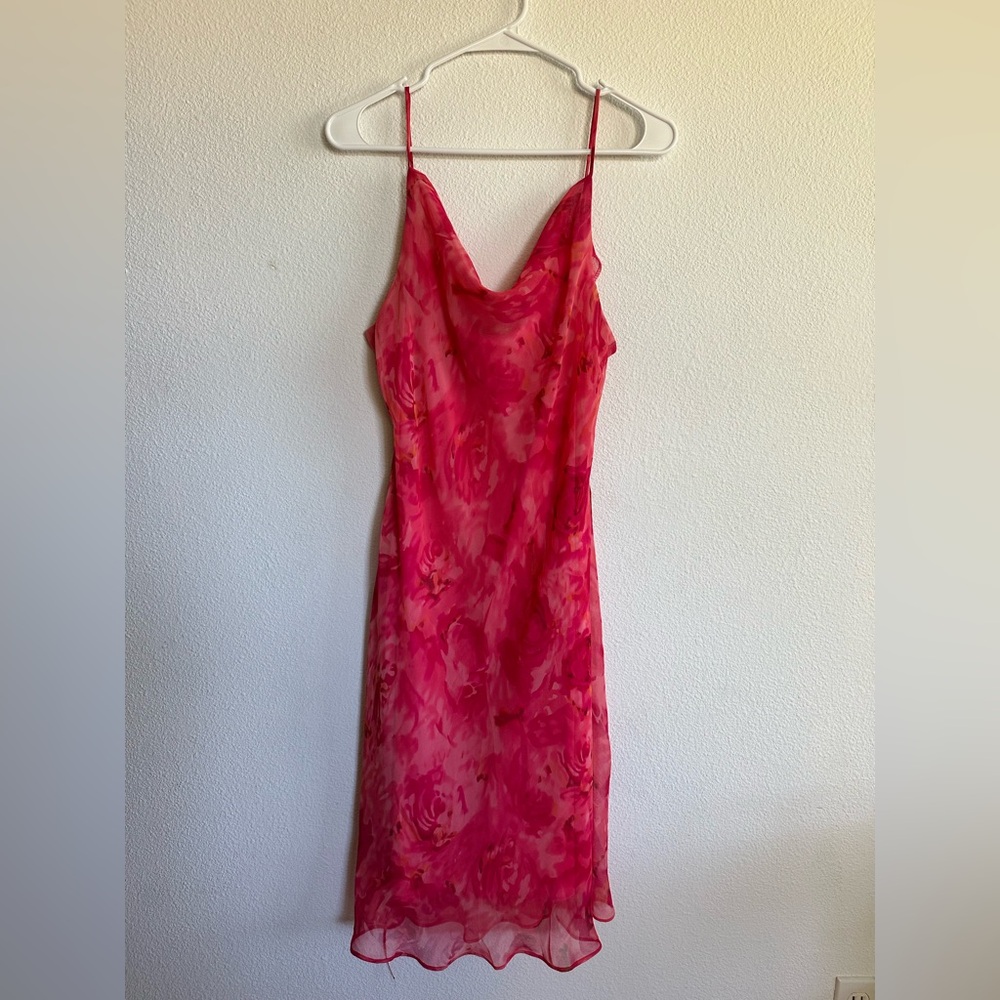 Y2K floral cowl neck dress